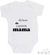 Soft Touch Romper "Jij bent de allerliefste mama" Unisex Katoen Wit/zwart Maat 56/62