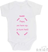 Body doux au toucher "Papa, mets-le. Tu peux le faire!!" Katoen Filles Wit/ rose Taille 56/62