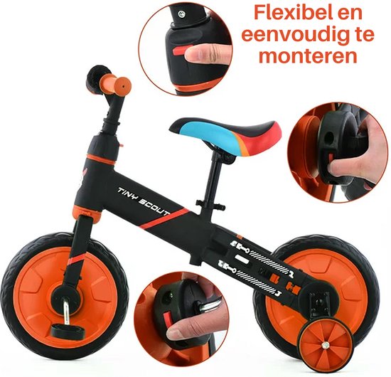 Mini bicicleta Lionelo Sammy de la 1 la 3 ani, Calaret cu 4 roti de pana la 25 kg, manere