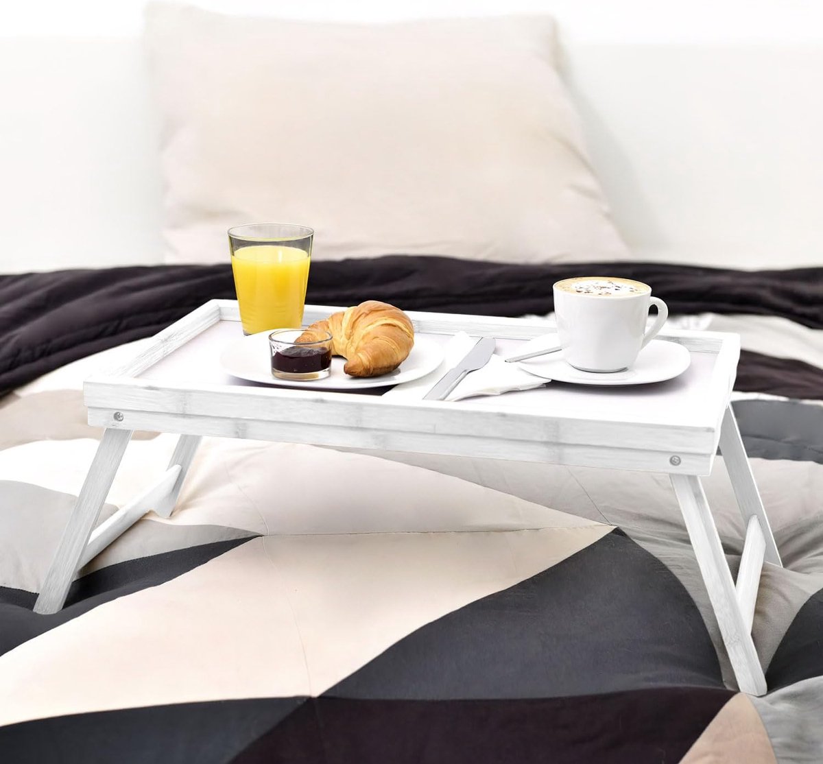 Plateau de lit - Plateau petit-déjeuner - Support pour ordinateur portable  - Avec pieds pliants - Marron Vintage / Zwart