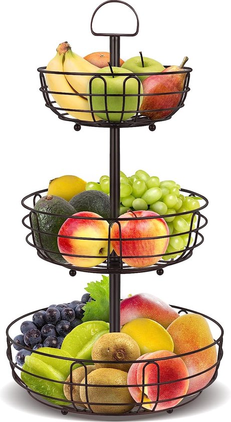 Panier de rangement à 3 niveaux pour fruits et légumes - En métal