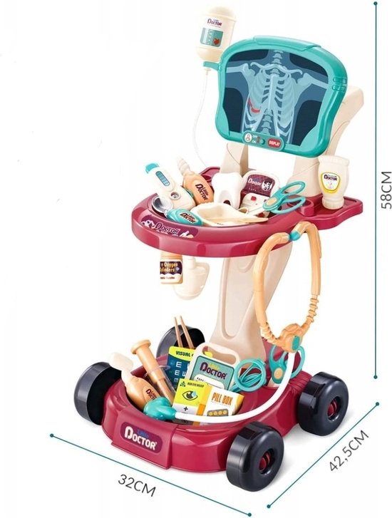 Ilso speelgoed dokters trolley - dokter - medicijnen - hartslag - stethoscoop - inclusief batterijen - ilso