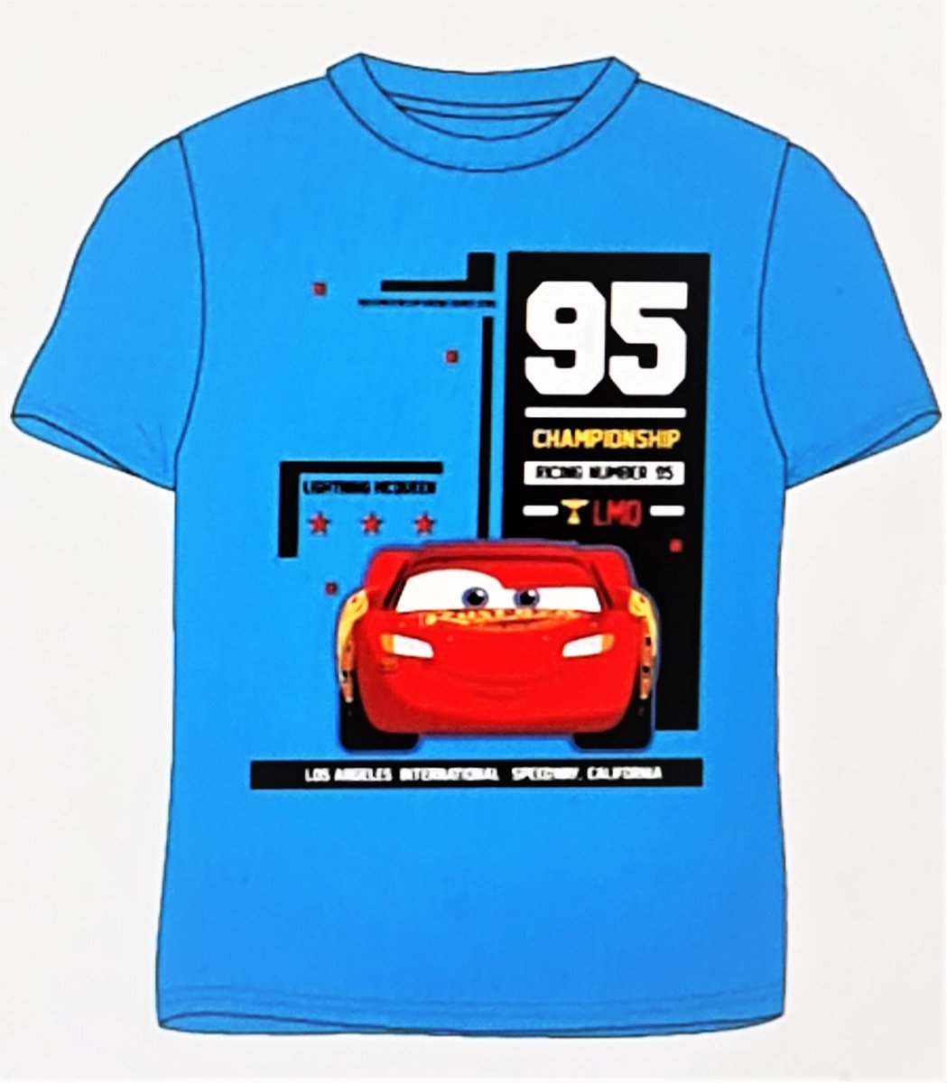 Cars T-shirt Blauw Racing Maat 128