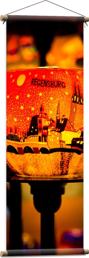 Textielposter - Lichtgevende Lampion met de Stad Regensburg in Duitsland - 40x120 cm Foto op Textiel