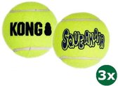 Kong squeakair tennisbal geel met piep 3x medium 6,5 cm 6 st