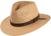 Handgemaakte Panama hoed strohoed herenhoed kleur licht camel maat XL 61 62 centimeter