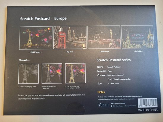 Kraskaarten ( 4 stuks ) scratch postcards - europe