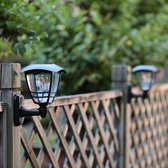 Applique Solar extérieur 'Prickle' - Set de 2 - Lumière blanche chaude - Eclairage jardin à énergie solaire adapté pour clôture - Zwart