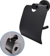 Sanics Orca Toiletrolhouder Zwart met Klep - WC Rolhouder RVS Inclusief Montage set - WC Papier Houder Hangend - Closetrolhouder