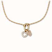 ByNouck Jewelry - Ketting Heart Of Quartz - Sieraden - Vrouwen Ketting - Verguld - Roze - Liefde - Halsketting