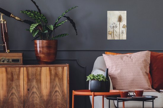 Stickers muraux - Sticker Foil - Fleurs - Aquarelle - Nature Morte - Marron - Vintage - 20x30 cm - Film Adhésif - Stickers muraux Chambre Enfant - Papier Peint Auto Adhésif