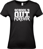 Dames T-shirt School's Out Forever | Geslaagd Cadeau | Afgestudeerd | Diploma | Zwart | maat XL