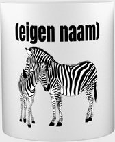 Akyol - 2 zebra's koffiemok - theemok - Dierentuin - zebra liefhebbers - mok met eigen naam - zebra spullen - gepersonaliseerd - 350 ML inhoud