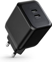 35W USB C Adapter 2 Poorten - GaN Tech - Snellader - USB C Lader met 2 USB C Poorten - Voor Telefoon, Tablet en Laptop - Zwart
