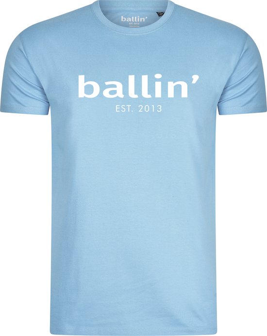 Heren Tee SS met Ballin Est. 2013 Regular Fit Shirt Print - Blauw - Maat XL