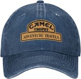 Baseballcap Camel Adventure - Stonewashed Denim Pet - Blauw - verstelbaar met gesp - one size