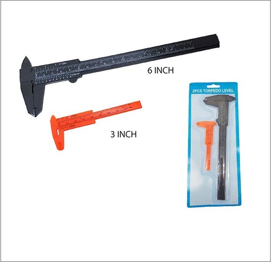 SOROH | 2 stuks schuifmaat | metaal schuifmaat | kunststof schuifmaat | liniaal nonius schaal | meetinstrument (150 mm 0,5 mm) | Schuifmaat Micrometer | schuifmaat Dagelijks gereedschap 150 mm | Mini kunststof schuifmaat