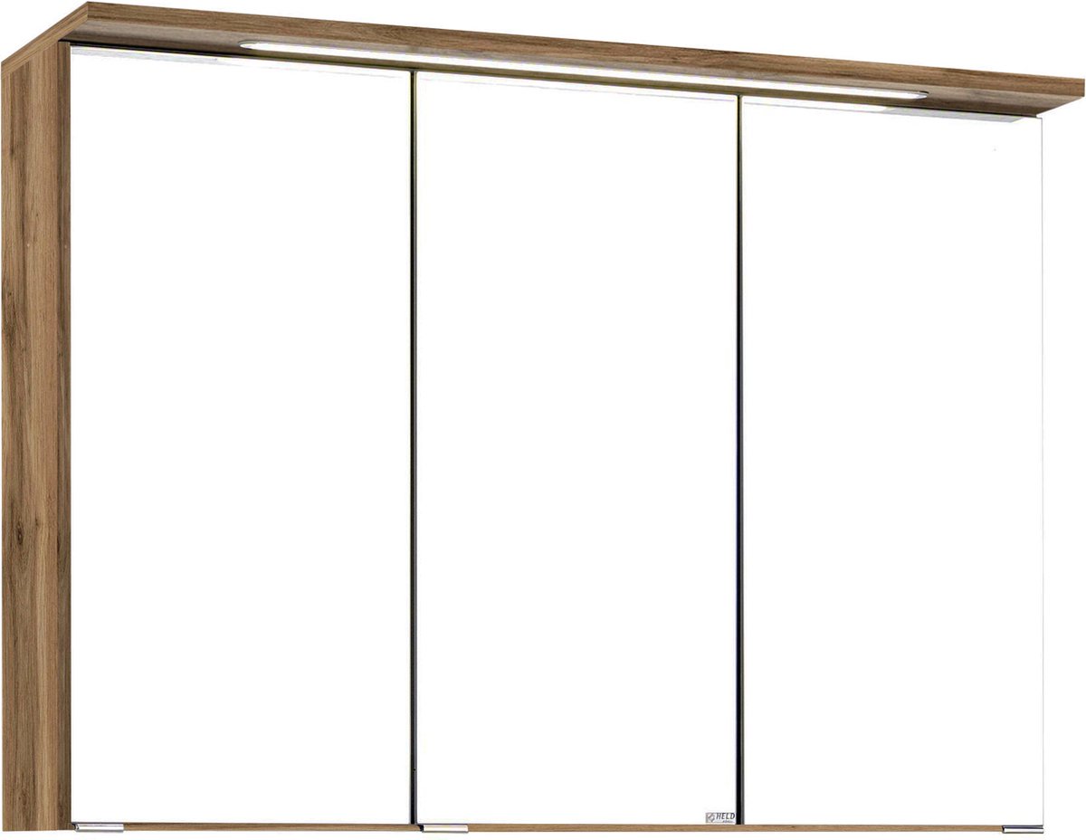 Spiegelkast Bobbi 90cm model 1 3 deuren & ledverlichting - eik