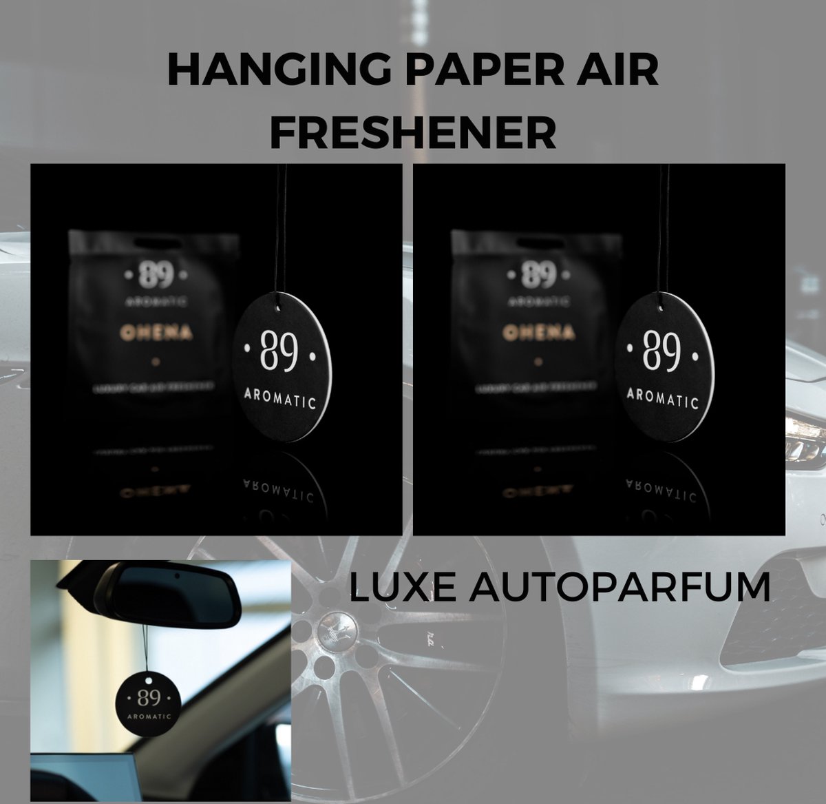 Luxury Car Air Freshener - Aromatic 89 - Auto Luchtverfrisser - Hanging Paper Air Freshener - Autogeur - Car Parfum - Autogeur - Luchtverfrisser - Cadeau voor hem - Cadeau voor haar - Vaderdag - valentijn cadeautje voor hem - By design - 2 STUKS!