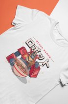 Mecha Transformers Ramen Noodles T-Shirt Wit - Anime Merchandise - Japanese Shirt - Robo Gunpla - Maat M