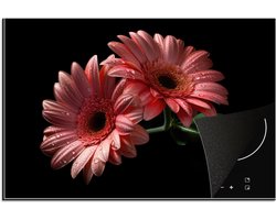 KitchenYeah® Inductie beschermer 77x51 cm - Bloemen - Gerbera - Roze - Natuur - Portret - Kookplaataccessoires - Afdekplaat voor kookplaat - Inductiebeschermer - Inductiemat - Inductieplaat mat