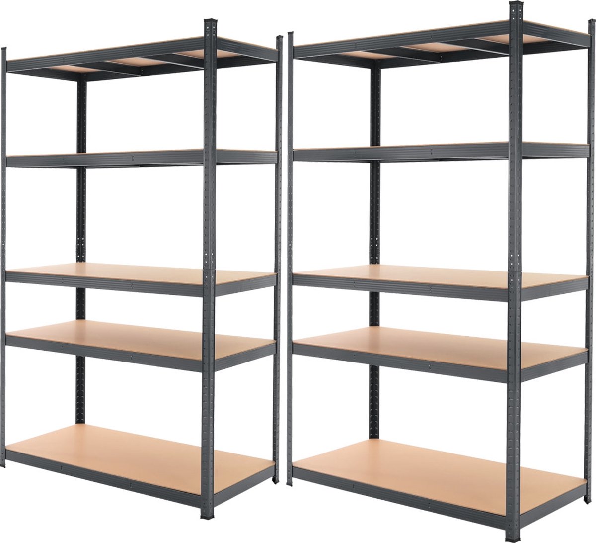 Set van 2 werkplaatsplanken 200x100x60 cm antraciet metaal