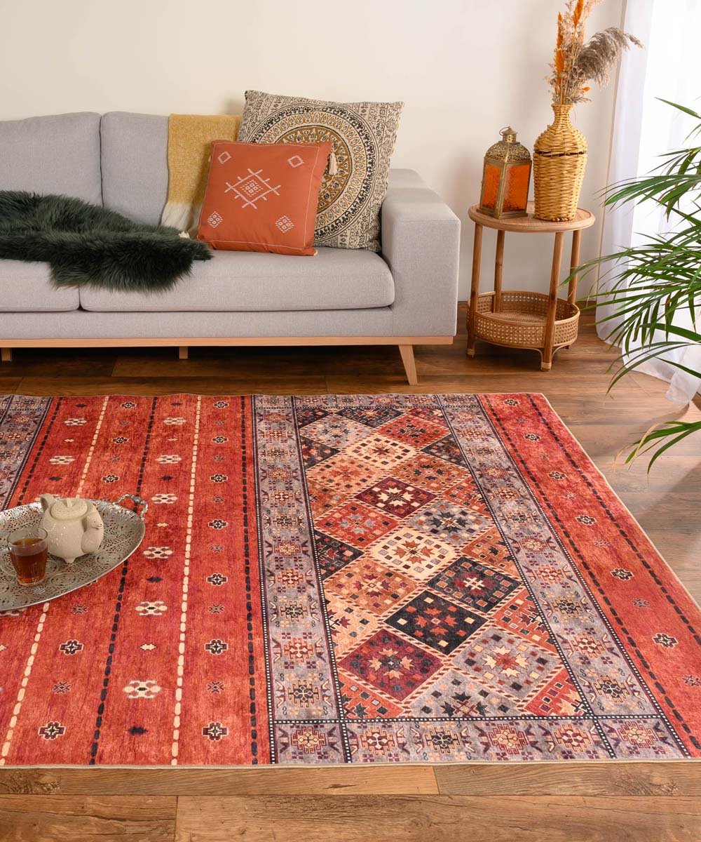 Retro vloerkleed wasbaar - Moderna terracotta 240x340