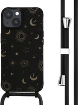 iMoshion Hoesje Geschikt voor iPhone 14 Hoesje Met Koord - iMoshion Siliconen design hoesje met koord - Zwart / Sky Black