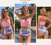 Bikini Dames -Bikini Sets - Zacht Stof Bikini - vintage looks Bikini - Bikini Zomer 2023 - Roze/Blauw- Maat M (38)