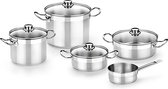 Bol.com BRA Professionele 5-delige kookset geschikt voor alle warmtebronnen inclusief inductie roestvrij staal. aanbieding