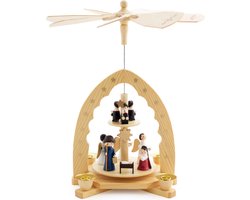BRUBAKER 2 Tier Houten Kerstpiramide - 30 cm - Kerststal Christus Geboorte met Maria en Josef, Engelen en Carol Zangers
