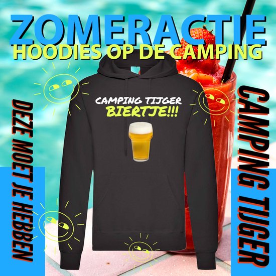 Hoodie camping - Grappige Hoodie Camping tijger biertje - Hoodie Zwart - Maat M
