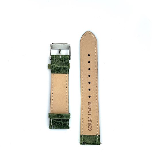 Max Watch 5-MX006 Bracelet de Montre en Cuir 20mm - Longueur Totale 20cm - Boucle - Argent - Vert