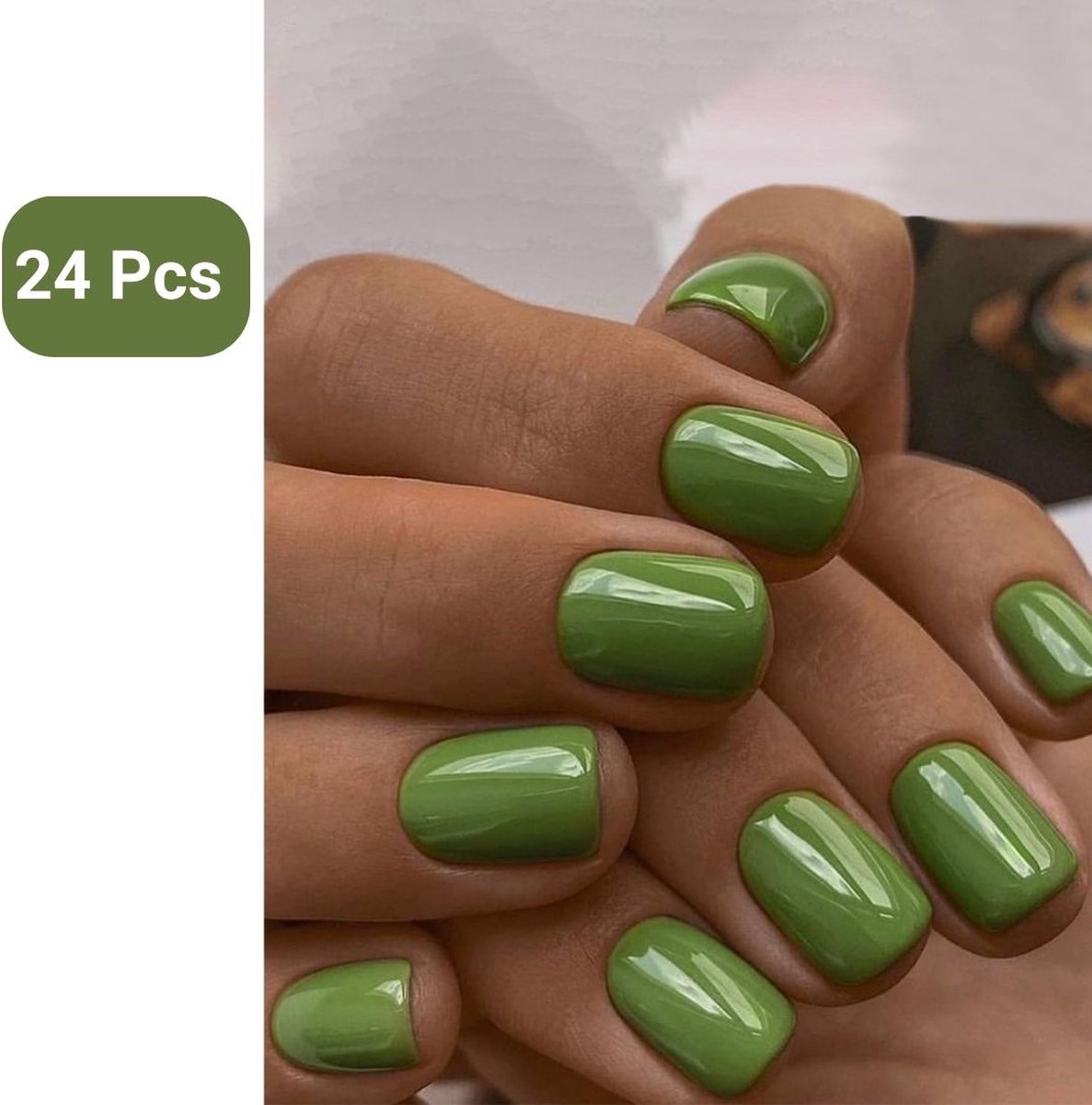 Goedkoopste GUAPÀ® Plaknagels | 24 stuks valse nagels | Press On Nails | Nepnagels | Kunstnagels | Compleet plaknagels starterspakket | Nagels stickers | 24 stuks plaknagels Olijf Groen