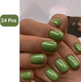 GUAPÀ® Plaknagels | 24 stuks valse nagels | Press On Nails | Nepnagels | Kunstnagels | Compleet plaknagels starterspakket | Nagels stickers | 24 stuks plaknagels Olijf Groen