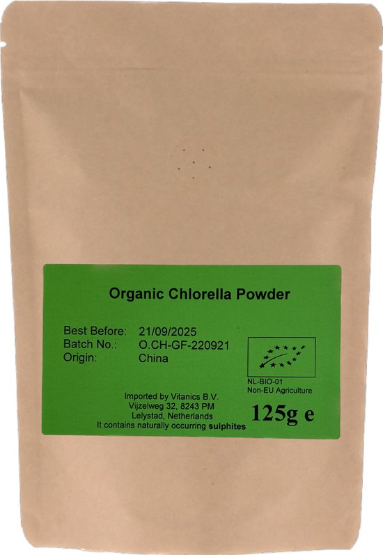 Chlorella Superfood Keto Paleo Vegan Biologisch 125 gram bol