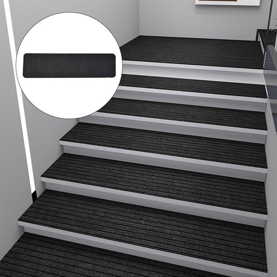 15 pièces noir 76x20cm tapis de marche d'escalier solide antidérapant pour  la maison... | bol