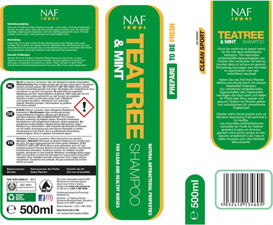 NAF - Tea Tree & Mint Shampoo - Voor de Gevoelige Huid - 500 ml - NAF
