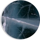 PVC Schuimplaat Muurcirkel - Wit met Blauwe Vlekken en Strepen tegen Zwarte Achtergrond - 20x20 cm Foto op Muurcirkel (met ophangsysteem)