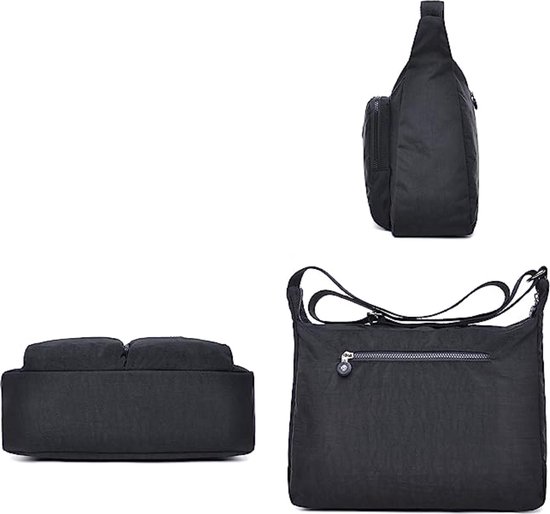 JENNIFER JONES - Grote dameshandtas van canvas en echt leer - Vintage look - Casual schoudertas - Crossbody Bag, Grijs JENNIFER JONES - Grote dameshandtas van canvas en echt leer - Vintage look - Casual schoudertas - Crossbody Bag, Grijs