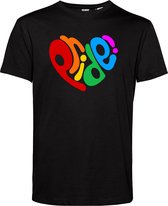 T-shirt Pride Hart | Gay pride shirt kleding | Regenboog kleuren | LGBTQ | Zwart | maat XL