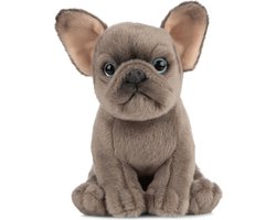 Living Nature Franse Bulldog - Grijze hond knuffel van 15 cm - Speelgoed