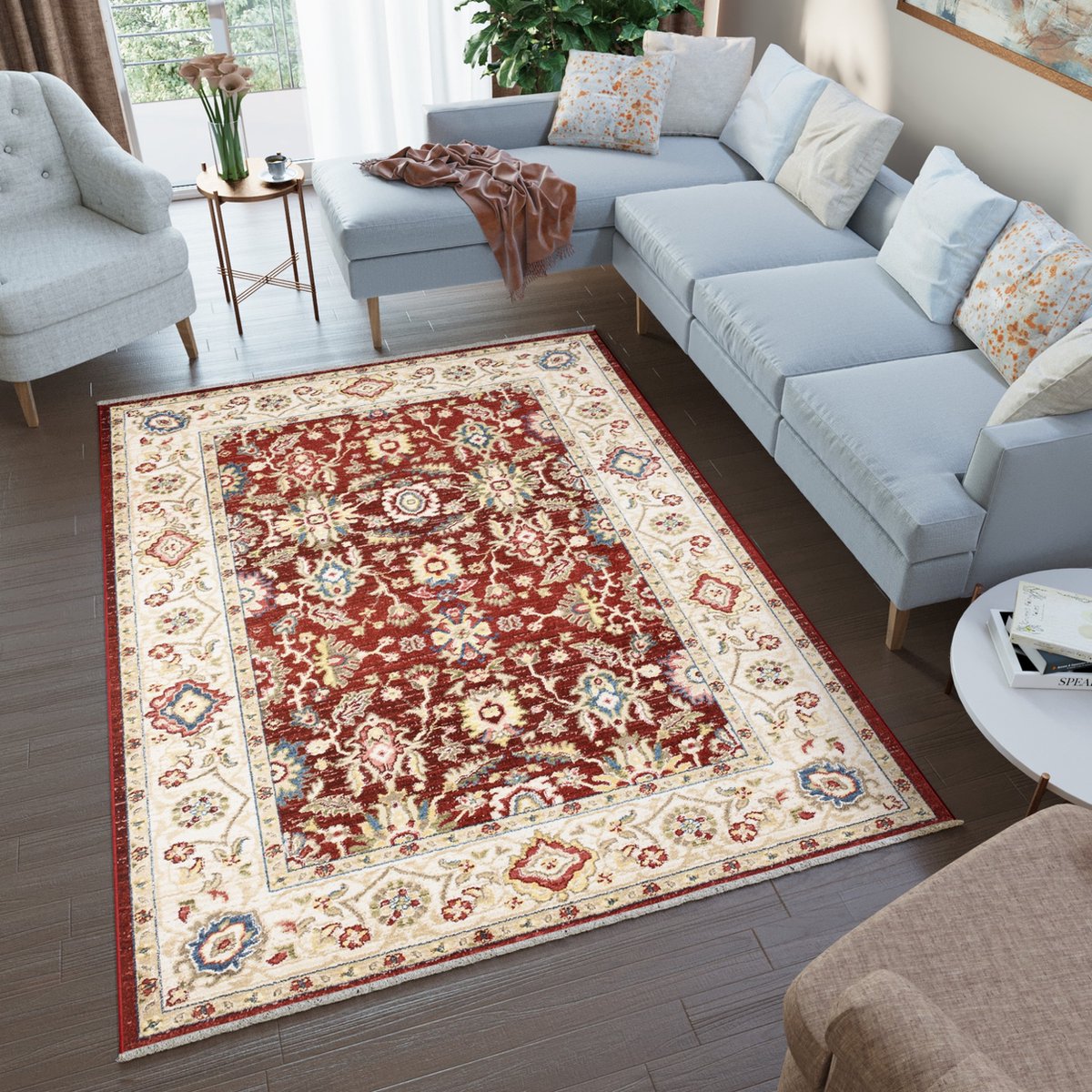 Tapiso Rivoli Vloerkleed Vintage Oosters Rood Tapijt Maat- 160x225