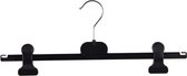 Kunststof kleerhangers RK/CAP-40 - Zwart met rubber klemmen - 10 stuks