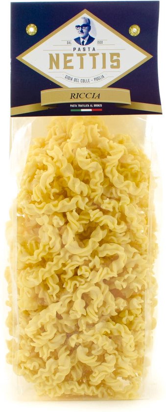 Nettis - Pasta Riccia Bianche - Italiaanse Pasta uit Puglia - 100% harde Italiaanse tarwe - 4 x 500 gram