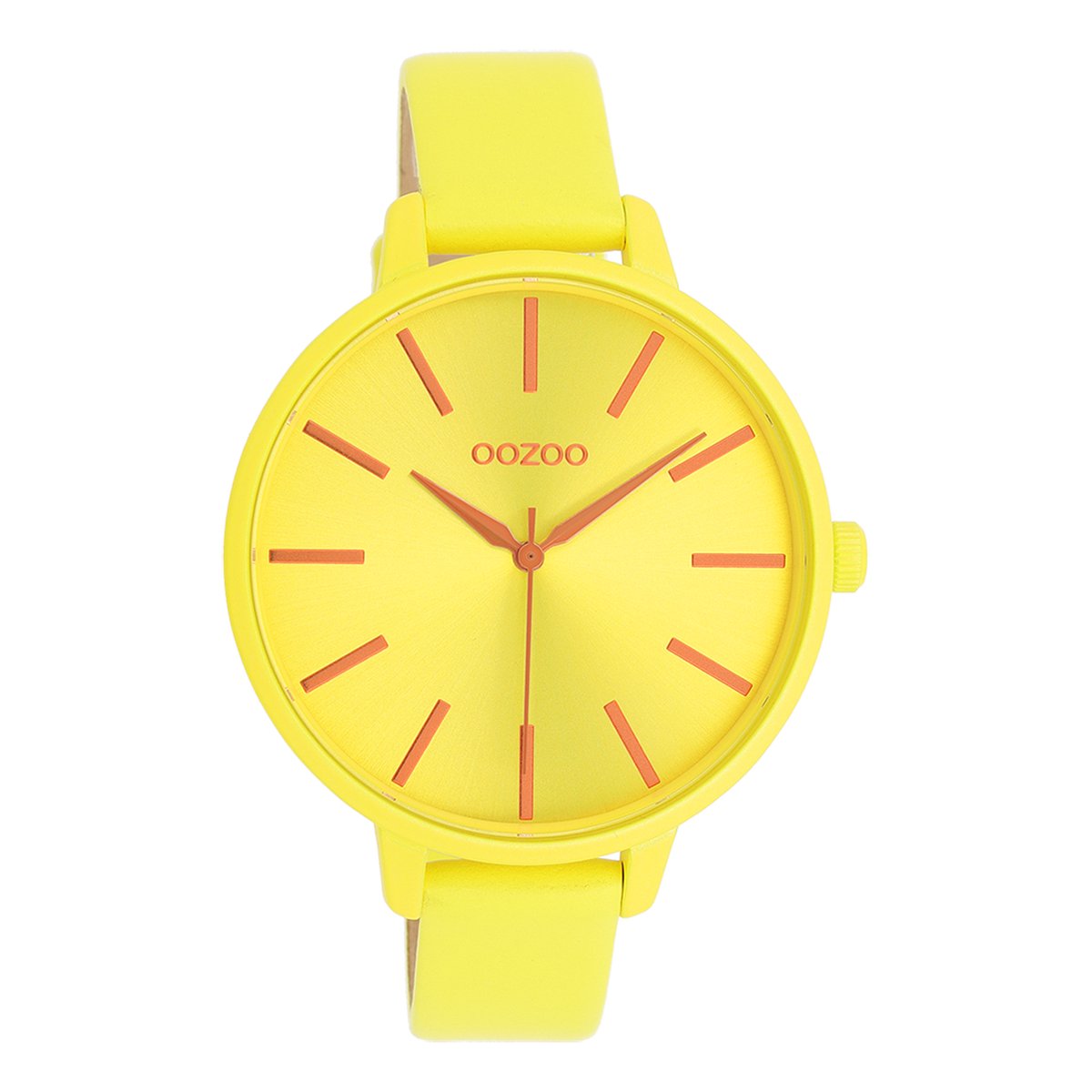 OOZOO Timepieces - Neon gele OOZOO horloge met neon gele leren band - C11184