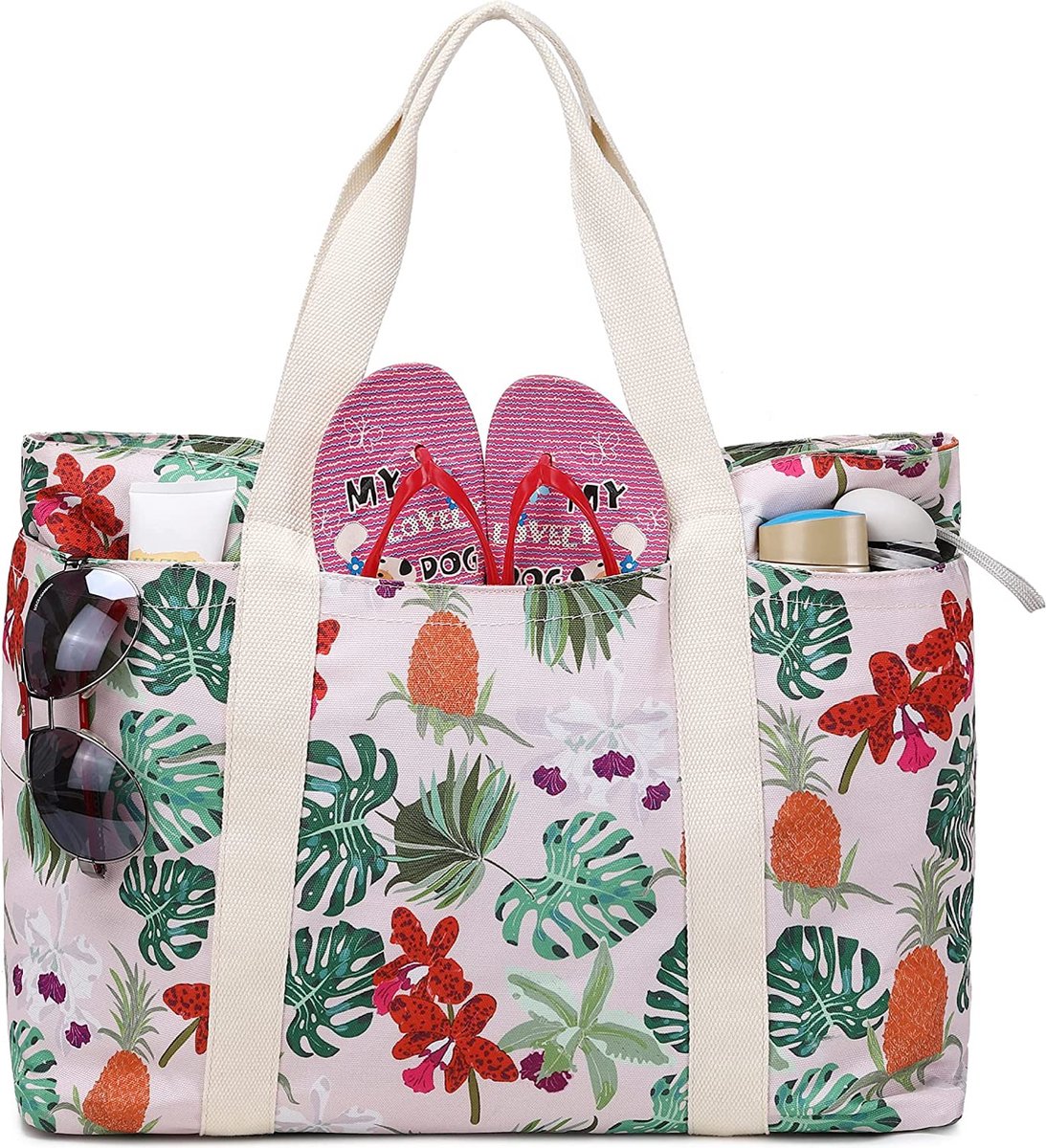 HOMESPON Strandtas voor dames, met ritssluiting, grote