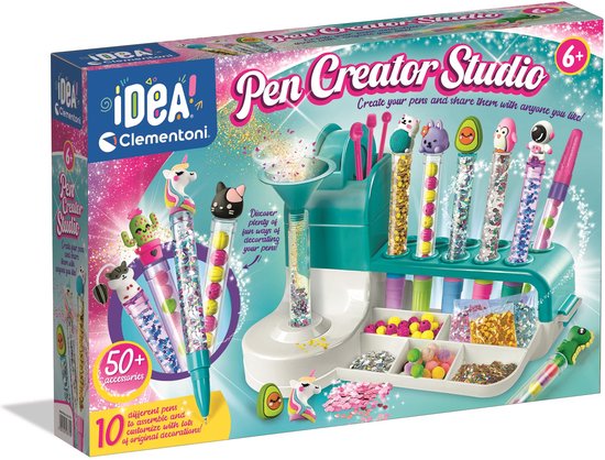 Clementoni iDea - Pennen Creatiestudio - Knutselpakket vol Accessoires - Kawaii Glitterpennen - Het Creatieve Cadeautje - Vanaf 6 jaar