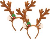 Henbrandt Diadèmes/bandeaux de Noël - 2x - Bonnet de Père Noël en bois de renne - marron - 30 cm