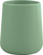 MSV Badkamer drinkbeker/tandenborstelhouder Malmo - Keramiek - groen - 8 x 10 cm